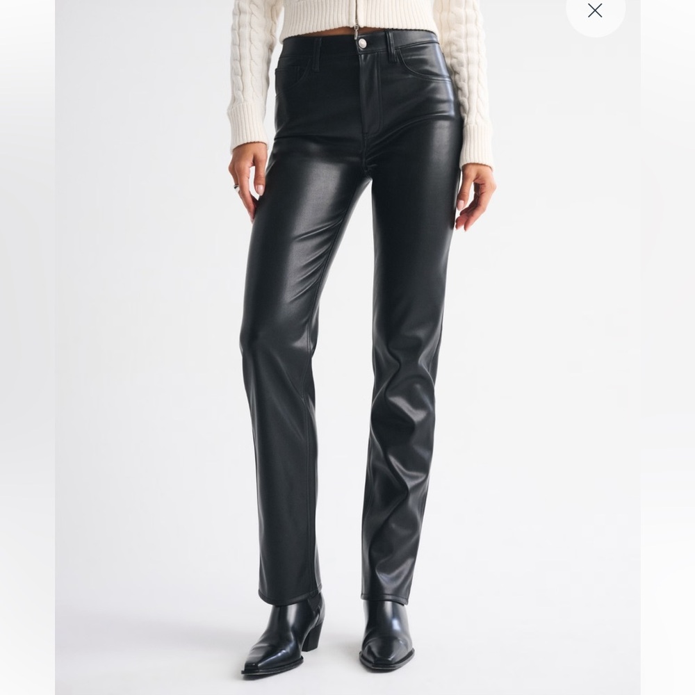High Rise 90s Straight Vegan Leather Pant